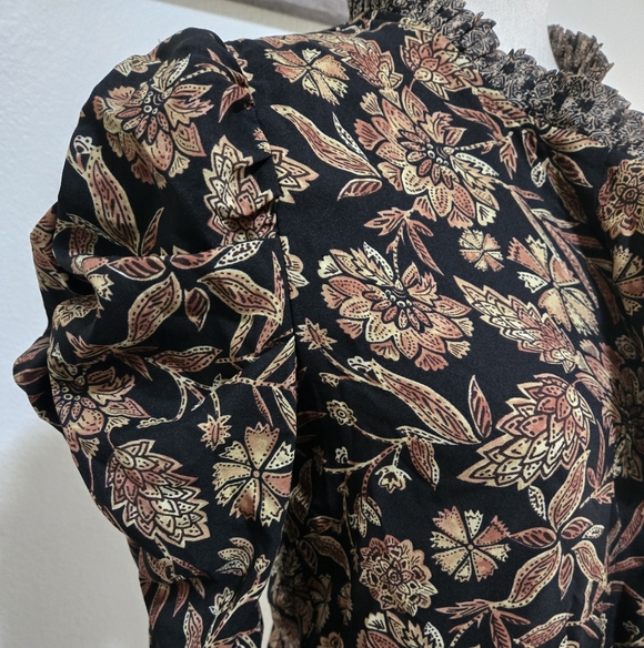 ​MISA Los Angeles Garance Blouse Gilded Paisley Floral Ruffle Puff Sleeve XS - Picture 5 of 15